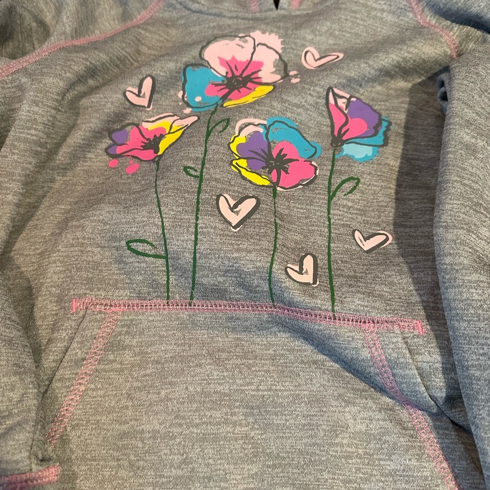 Gray Sweatshirt with Colorful Floral Design